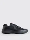 Prada Black Leather And Tech Fabric Sneakers