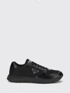 Prada Side Triangular Logo Low-cut Laced Casual Sneakers In Black