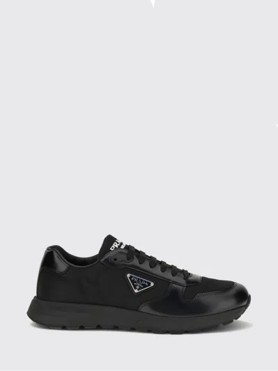 Prada Autry White Leather Medalist Sneakers In Black