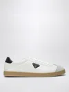 Prada Track Leather Logo-plaque Sneakers In White