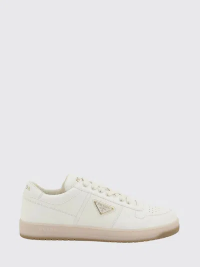 Prada Men Ivory Nappa Leather Downtown Sneakers, 7.5 Luxury Sneakers For Men Darveys In White
