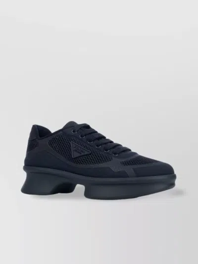 Prada Sneakers Mesh Upper Rubber Sole In Black