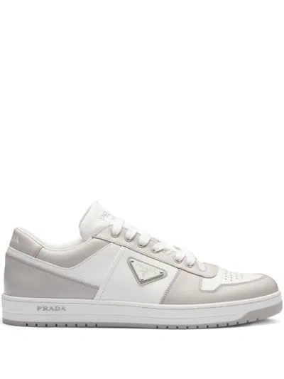 Prada Two-tone Leather Downtown Sneakers In Neutral