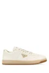 Prada Ivory Nappa Leather Downtown Sneakers In Multi