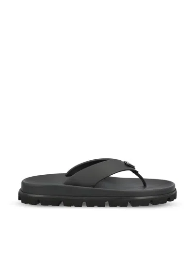 Prada Eva Slides With Triangle Logo In Black