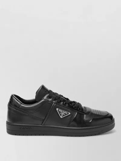Prada Sneakers Perforated Detailing Rubber Sole Design In Black