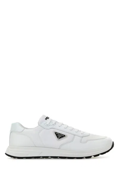 Prada Sneakers Prax 2.0 Bianche In Nylon E Pelle  Uomo