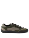 Prada Sneakers Speedrock In Leather And Mesh Fabric In Green