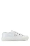Prada Downtown Patent Leather Low-top Sneakers In White