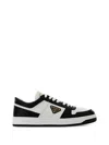 Prada Urban Leather Sneakers Featuring Contrast Panels In Black