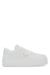 Prada Downtown Bold Leather Platform Sneakers In White