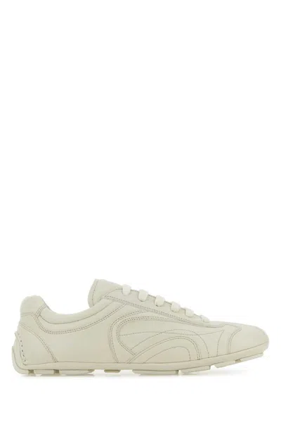 Prada Ivory Leather Sneakers In Neutral