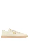Prada Off White Downtown Lace Up Sneakers In White