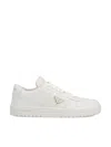 Prada Downtown Leather Sneakers In White