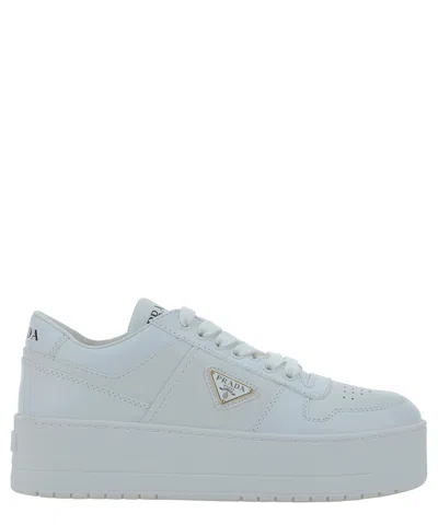 Prada Platform Sole Sneakers Iconic Triangle In White