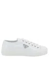 Prada Downtown Patent Leather Low-top Sneakers In White
