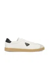 Prada Lane Leather Low-top Sneakers In White+bleu
