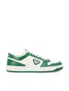 Prada Mens White Downtown Brand-plaque Leather Low-top Trainers In Multi
