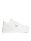 Prada Downtown Bold Leather Platform Sneakers In Neutral
