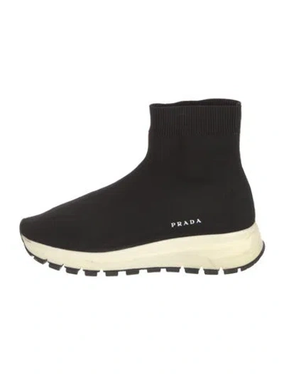 Pre-owned Prada Sock Sneakers In Black