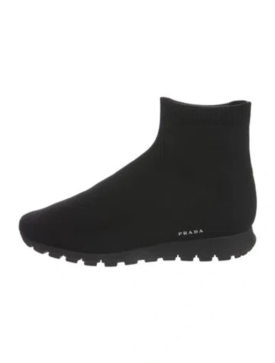 Pre-owned Prada Sock Sneakers In Black