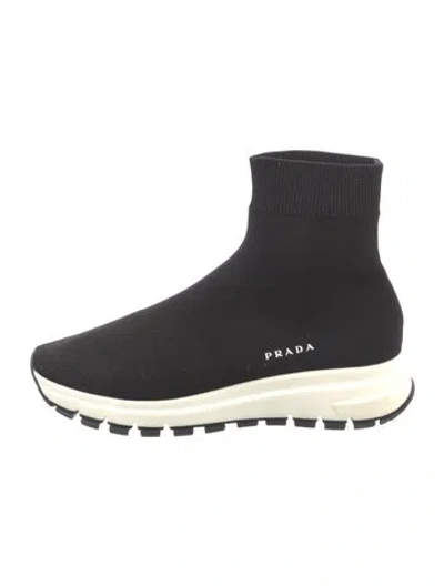 Pre-owned Prada Sock Sneakers In Black