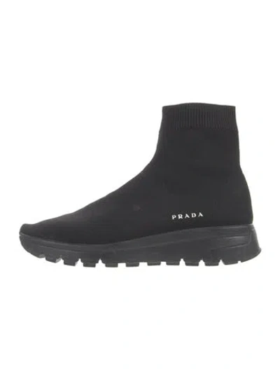 Pre-owned Prada Sock Sneakers In Black