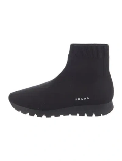 Pre-owned Prada Sock Sneakers In Black