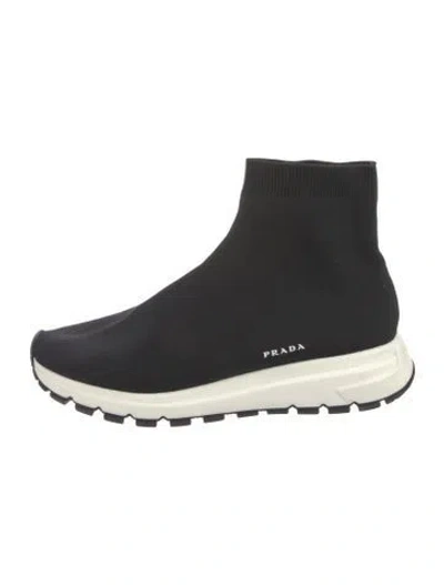 Pre-owned Prada Sock Sneakers In Black/white