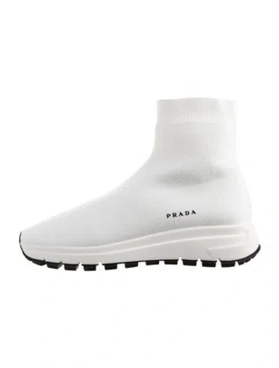 Pre-owned Prada Sock Sneakers In White