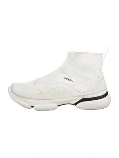Pre-owned Prada Sock Sneakers In White