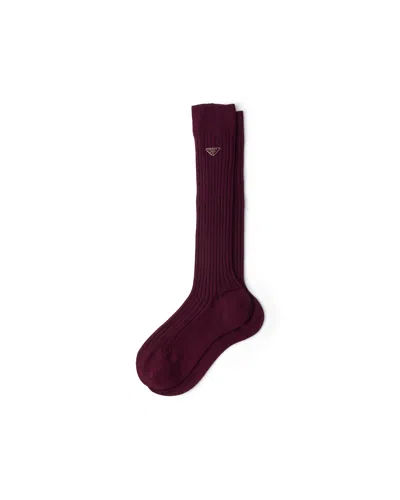 Prada Socken Aus Baumwolle In Amaranthrot