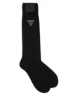 Prada Black Virgin Wool Blend Socks In Black