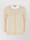 Prada Soft Blend Cardigan Crew Neck In Yellow