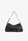 Prada Shoulder Bag Smooth Finish Adjustable Strap In Black