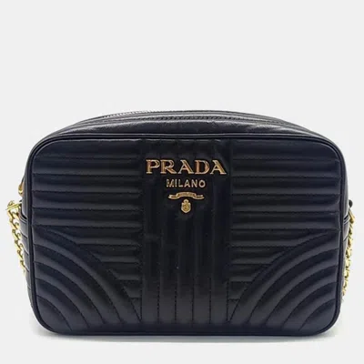 Pre-owned Prada Soft Calf Diagam Crossbody Bag In Black