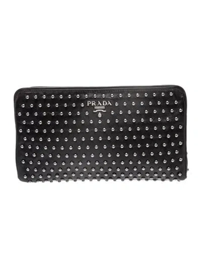 Pre-owned Prada Soft Calf Leather Clutch Small In Black