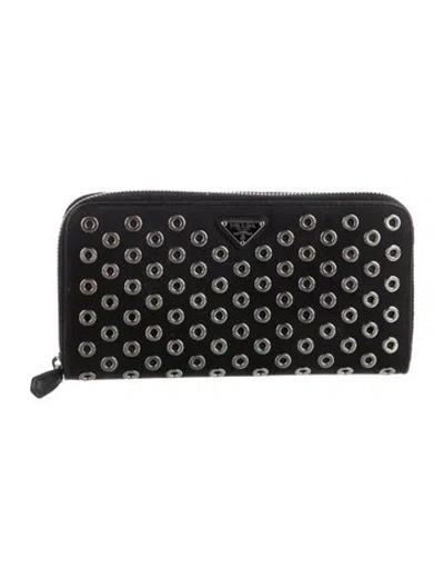 Pre-owned Prada Soft Calf Leather Continental Wallet In Black
