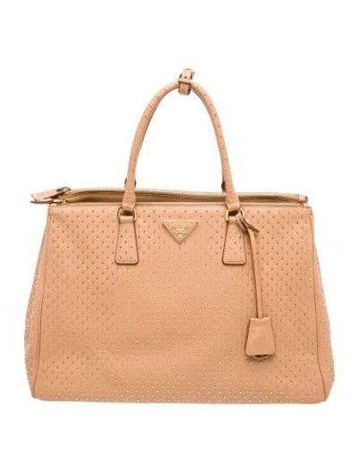 Pre-owned Prada Soft Calf Leather Galleria Double Zip Xl 2024 In Neutral