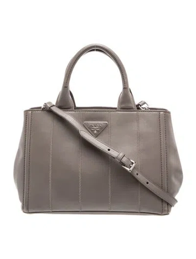 Pre-owned Prada Soft Calf Leather Garden In Grey