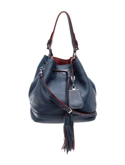 Pre-owned Prada Soft Calf Leather Shoulder Bag In Blue