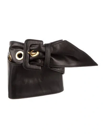 Pre-owned Prada Soft Calf Leather Waist Belt Waist Belt In Black