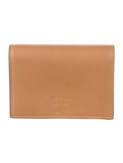 Pre-owned Prada Soft Calf Leather Wallet In Brown