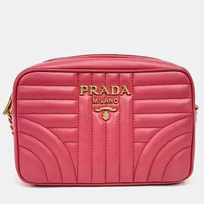 Pre-owned Prada Soft Calf Pink Diagram Crossbody Bag (1bh084)