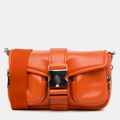 Pre-owned Prada Soft Calf Pocket Crossbody In Orange