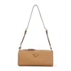 Prada Triangle Logo Leather Shoulder Bag In Neutrals