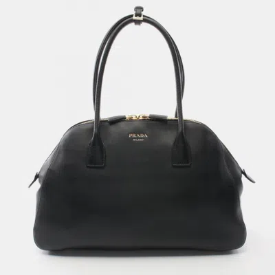 Pre-owned Prada Soft Grain Black Leather Tote Bag