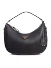 Prada Soft Grain Leather Sac Bag In Black