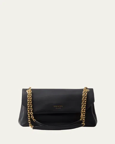 PRADA SOFT GRAIN LEATHER SHOULDER BAG