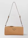 Prada Calf Leather Shoulder Bag With Zip Closure In Neutrals